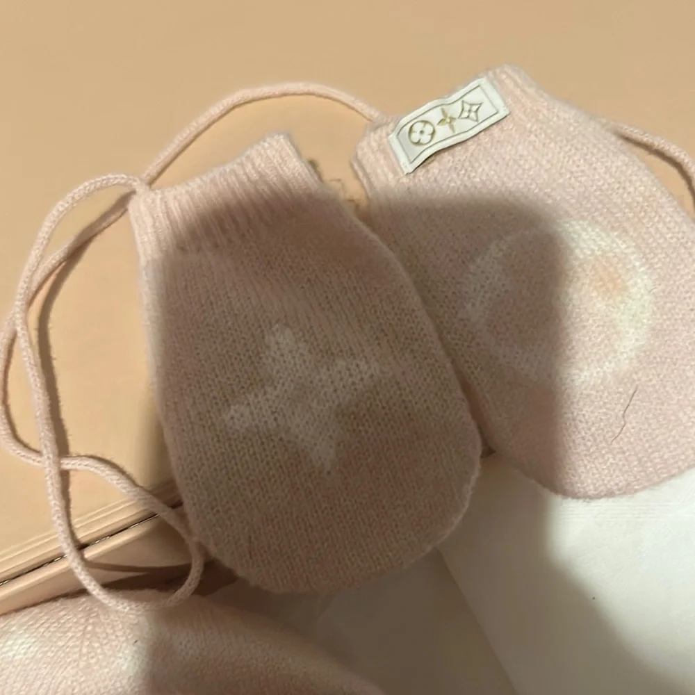 LV Pink Baby Hat, Mittens, and Socks Set - Picture 4 of 6